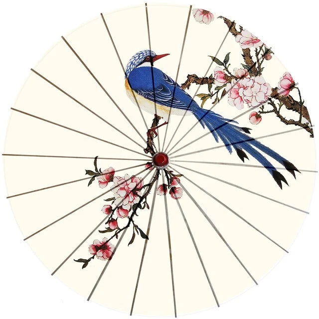 Sun Parasol Cotton Paper & Bamboo 33.1-Inch Canopy
