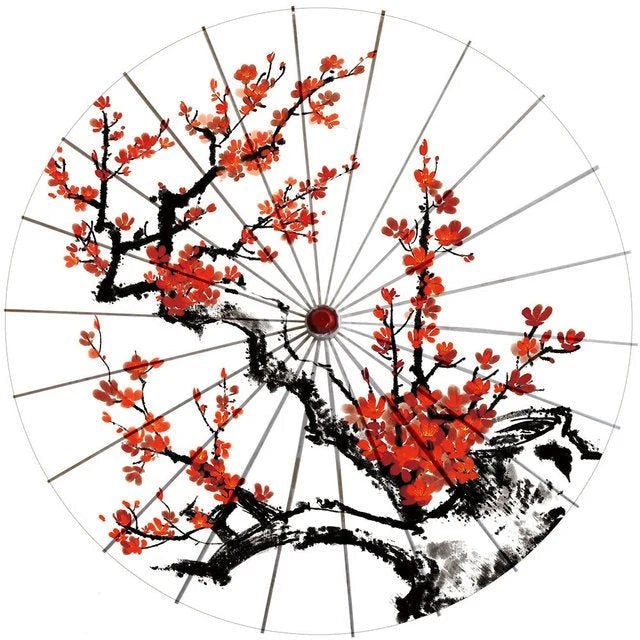Sun Parasol Cotton Paper & Bamboo 33.1-Inch Canopy