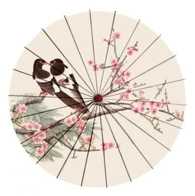 Sun Parasol Cotton Paper & Bamboo 33.1-Inch Canopy
