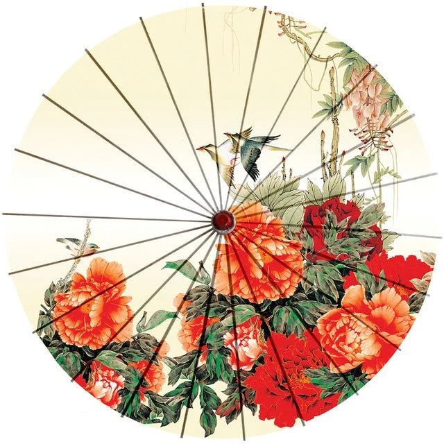 Sun Parasol Cotton Paper & Bamboo 33.1-Inch Canopy