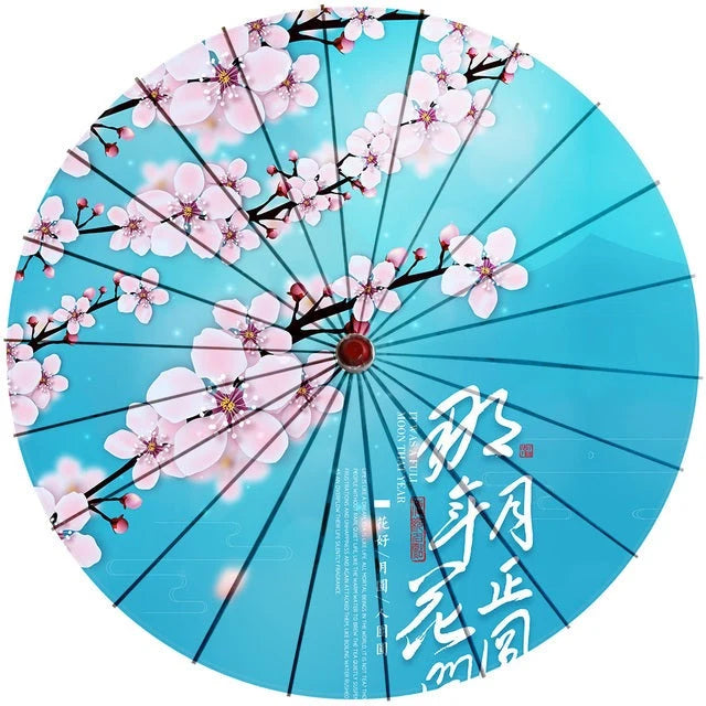 Sun Parasol Cotton Paper & Bamboo 33.1-Inch Canopy