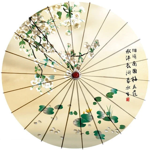 Sun Parasol Cotton Paper & Bamboo 33.1-Inch Canopy