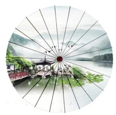 Sun Parasol Cotton Paper & Bamboo 33.1-Inch Canopy