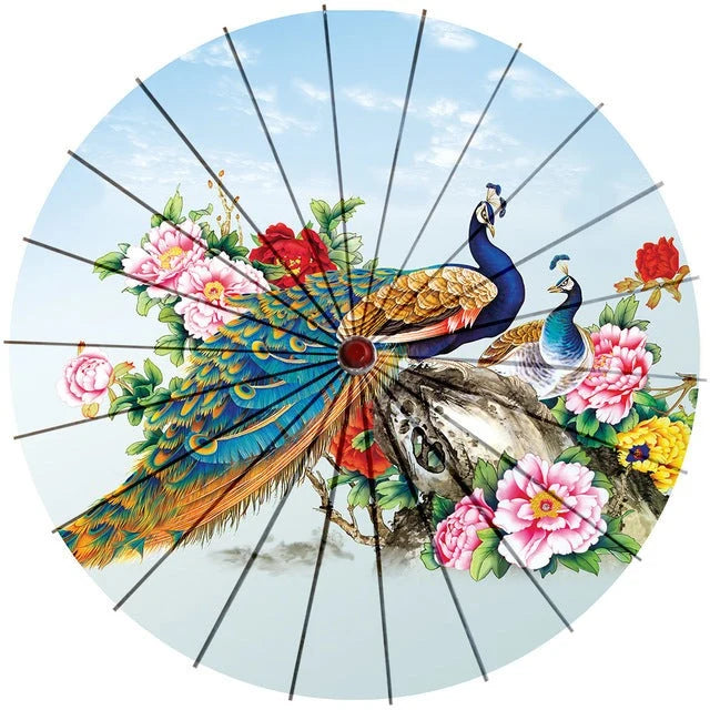 Sun Parasol Cotton Paper & Bamboo 33.1-Inch Canopy