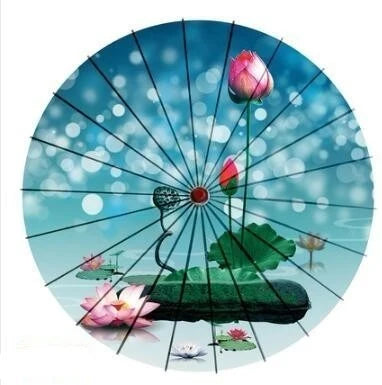 Sun Parasol Cotton Paper & Bamboo 33.1-Inch Canopy