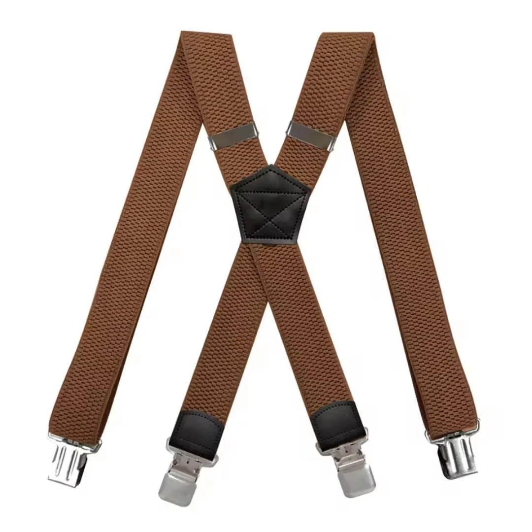 Suspenders X-Back Adjustable Elastic Four Strong Clips
