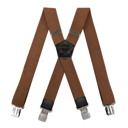 Suspenders X-Back Adjustable Elastic Four Strong Clips