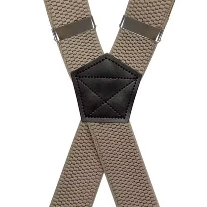 Suspenders X-Back Adjustable Elastic Four Strong Clips