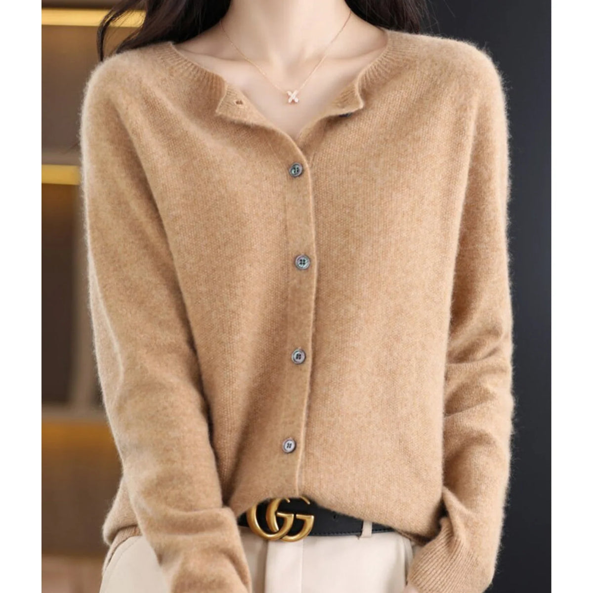 Sweater Merino Wool & Cashmere Button-Front