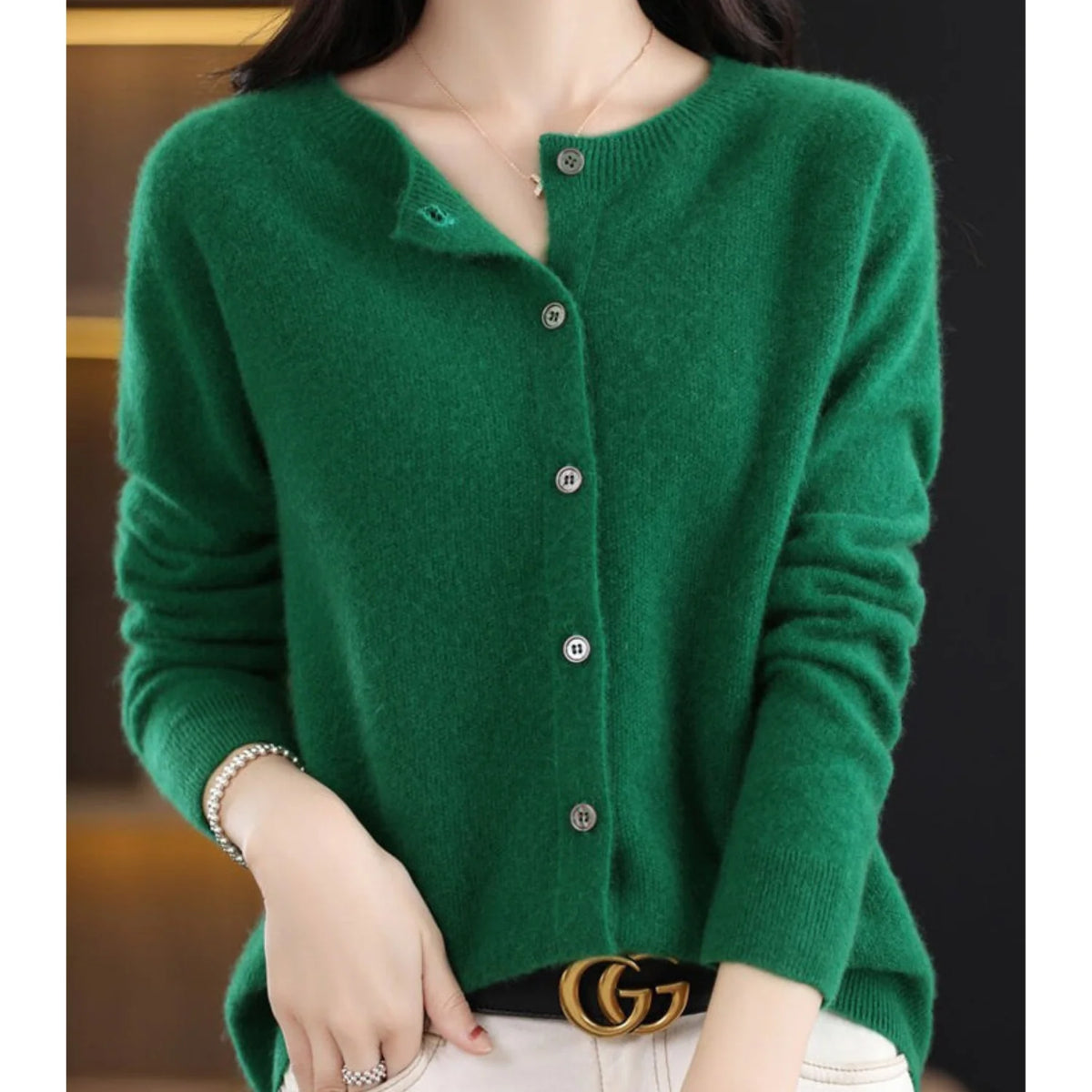 Sweater Merino Wool & Cashmere Button-Front