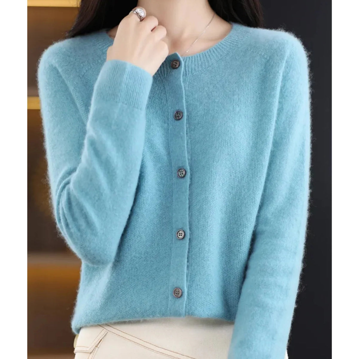 Sweater Merino Wool & Cashmere Button-Front
