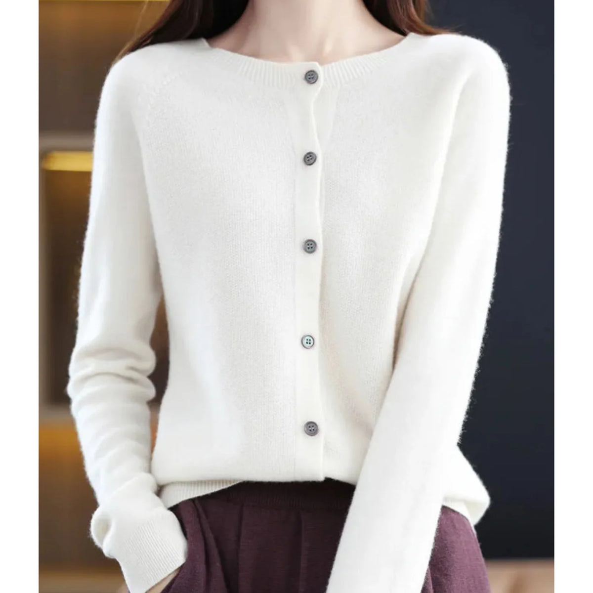 Sweater Merino Wool & Cashmere Button-Front