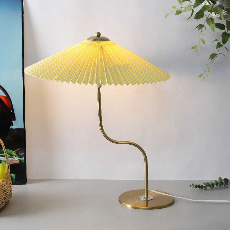 Table Lamp Pleated Fabric Shade USB Or Plug-In Power
