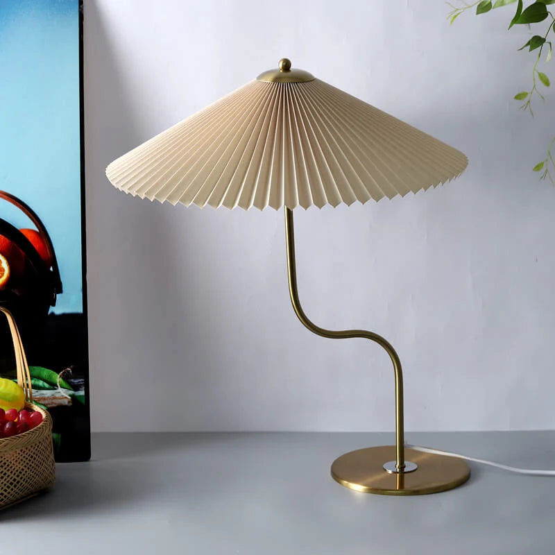 Table Lamp Pleated Fabric Shade USB Or Plug-In Power