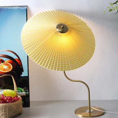 Table Lamp Pleated Fabric Shade USB Or Plug-In Power