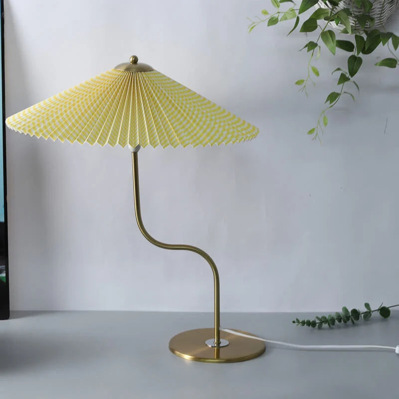 Table Lamp Pleated Fabric Shade USB Or Plug-In Power