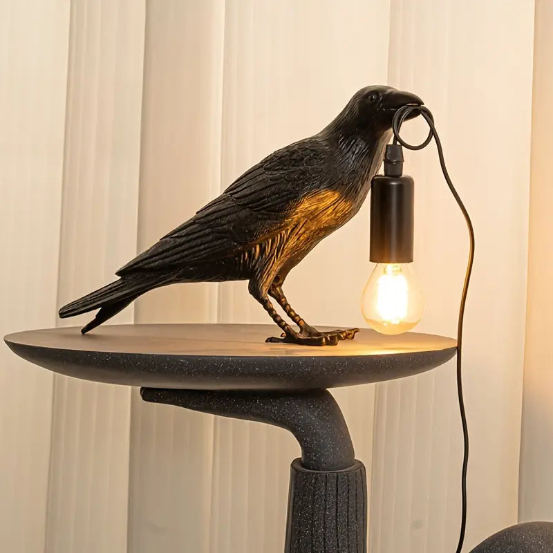 Table Lamp Raven Sculpture Warm Ambient Light