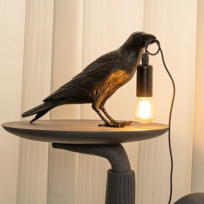 Table Lamp Raven Sculpture Warm Ambient Light