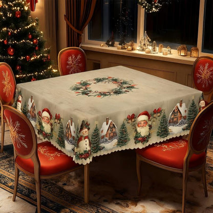 Table Runner Festive Reindeer & Snowmen Machine Washable