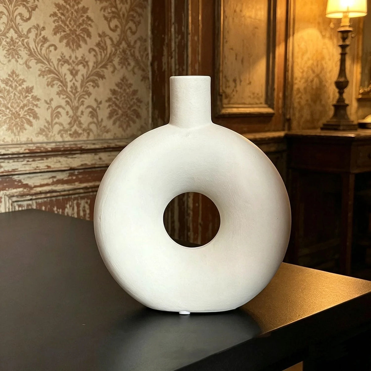 Table Vase Ceramic Circular Opening 10.2 Inch