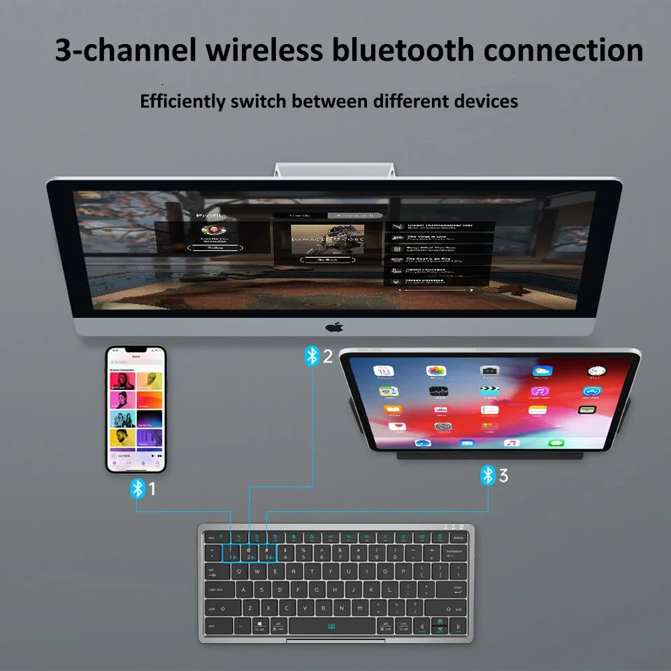 Tablet Keyboard With Holder Bluetooth Integrated Touchpad
