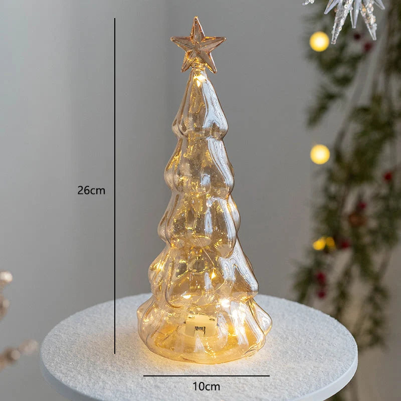 Tabletop Christmas Tree Golden Finish Warm LED Battery Operated