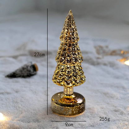 Tabletop Christmas Tree Golden Finish Warm LED Battery Operated