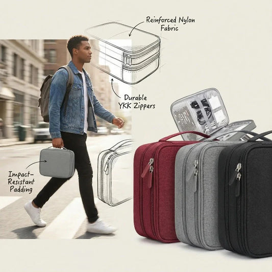 Tech Organizer Water-Resistant Three-Layer Zippered Design