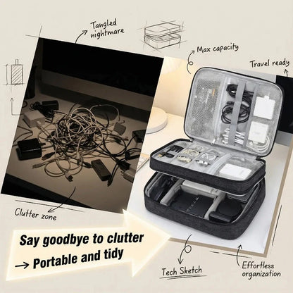 Tech Organizer Water-Resistant Three-Layer Zippered Design