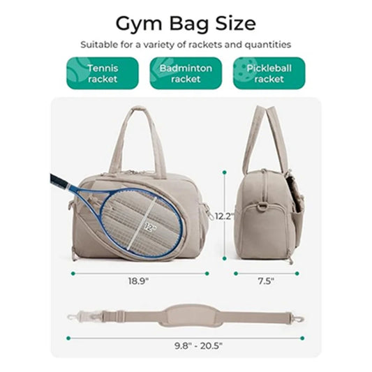 Tennis Gear Bag Water-Resistant Spacious Main Compartment Multiple Pockets
