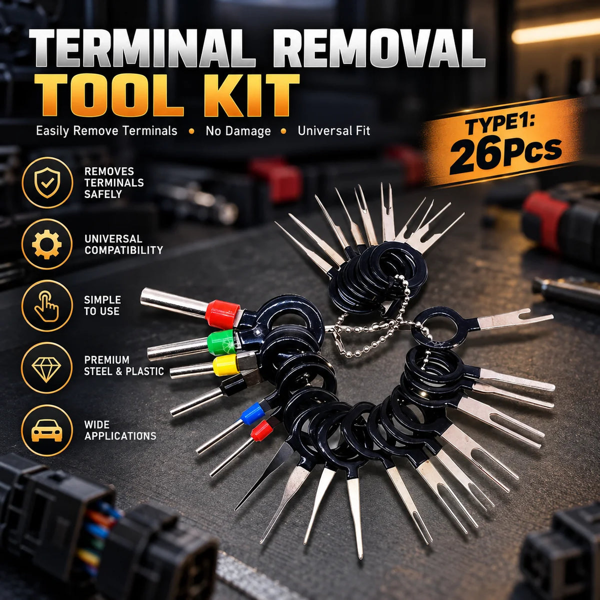 Terminal Removal Kit Multi-Size Steel Keys