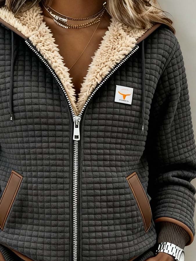 Thermal Fleece Jacket Quilted Padded Windproof