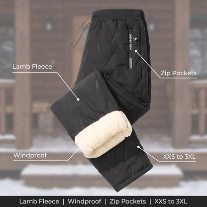 Thermal Joggers Fleece-Lined Windproof Water-Repellent Zippered Pockets
