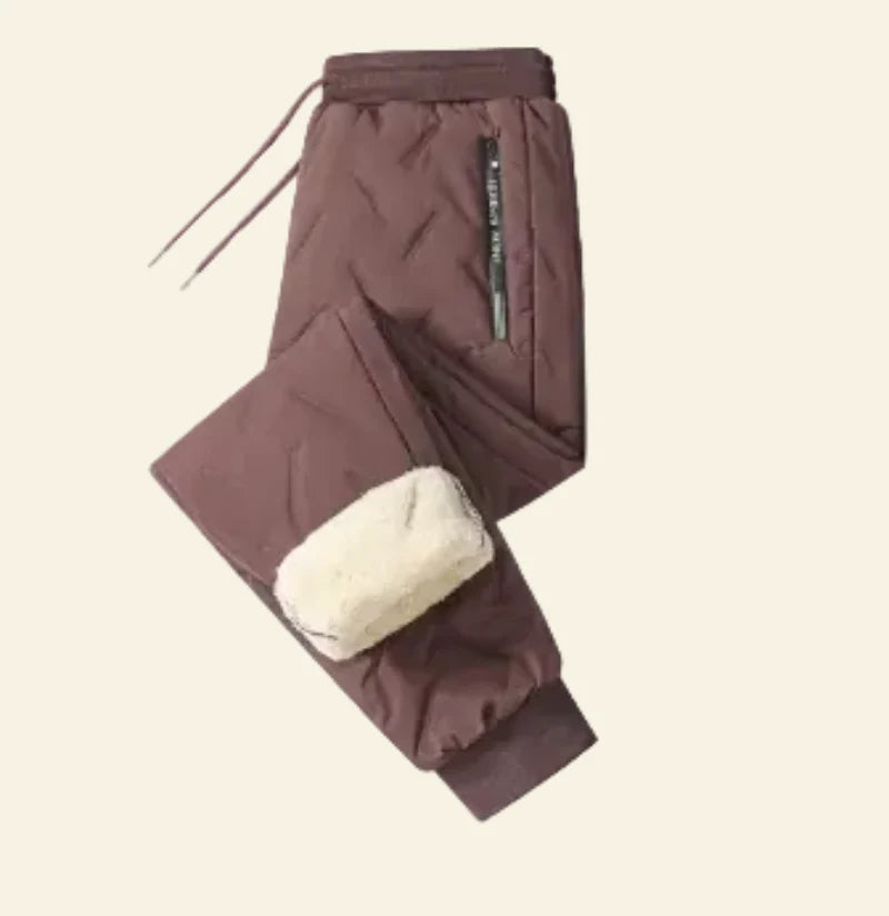 Thermal Joggers Fleece-Lined Windproof Water-Repellent Zippered Pockets