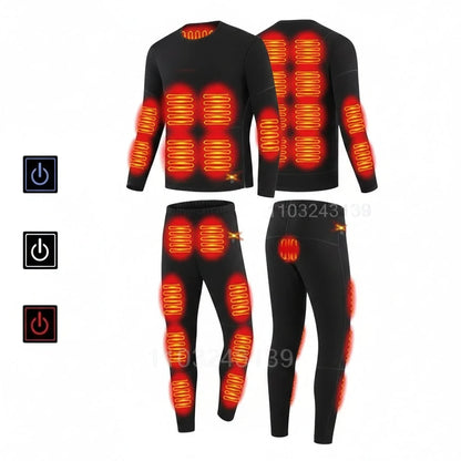 Thermal Underwear Set Heated USB Rechargeable 3 Heat Settings