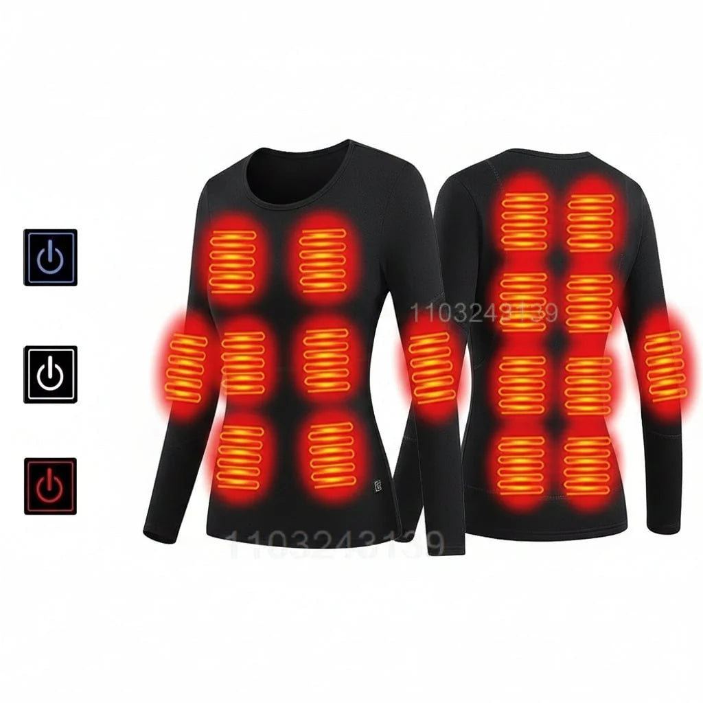 Thermal Underwear Set Heated USB Rechargeable 3 Heat Settings
