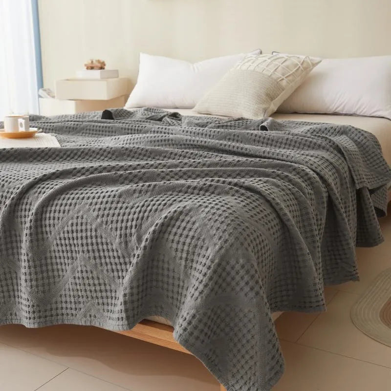 Throw Blanket 100% Cotton Muslin Plaid