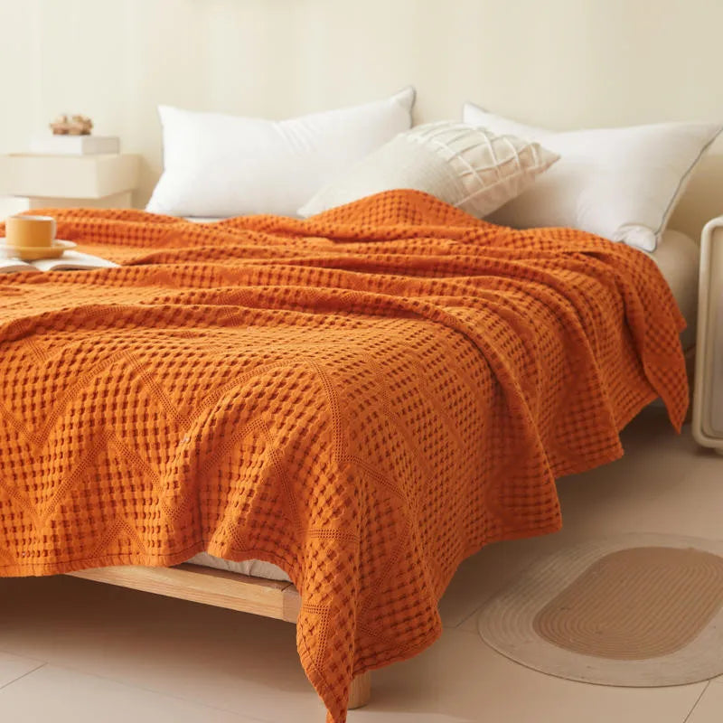 Throw Blanket 100% Cotton Muslin Plaid