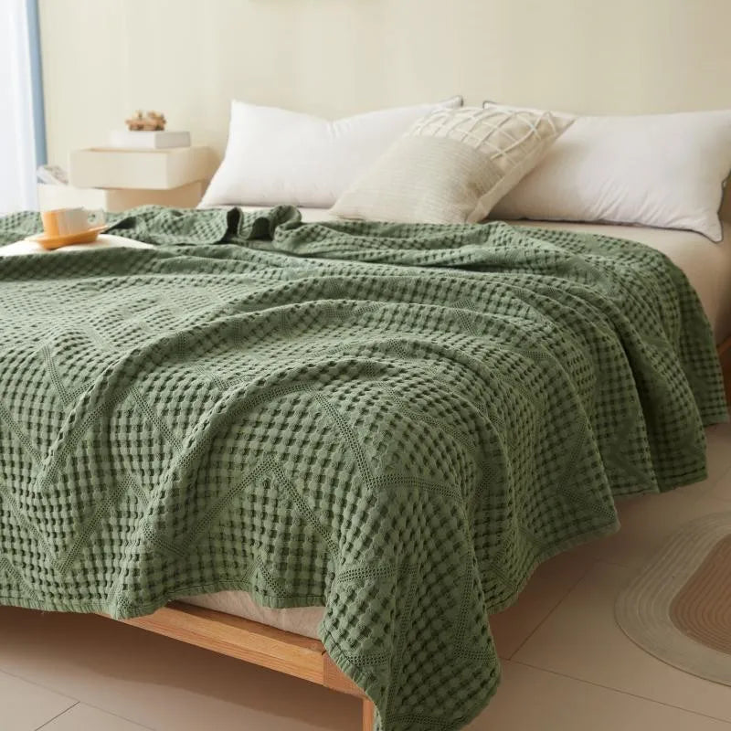Throw Blanket 100% Cotton Muslin Plaid