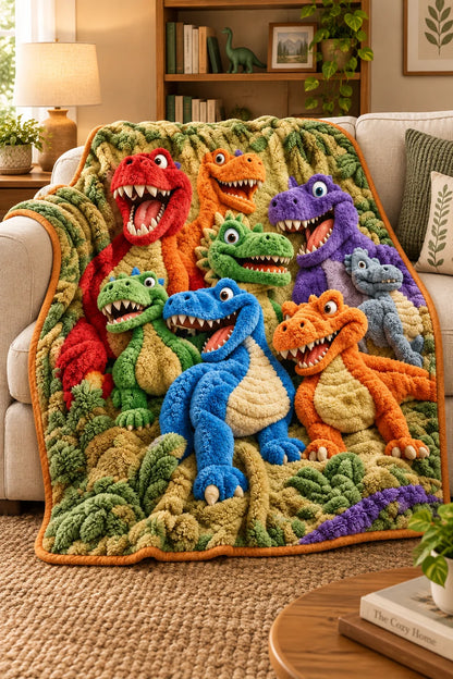 Throw Blanket Oversized Dinosaur Print Machine Washable