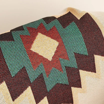 Throw Blanket Oversized Reversible Boho Aztec Cotton-Poly Blend