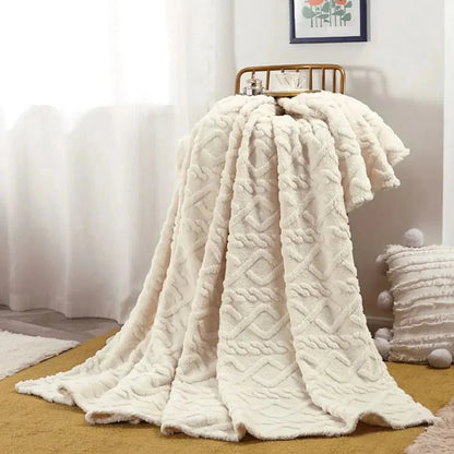 Throw Blanket Ruched Faux Fur Microfiber Blend