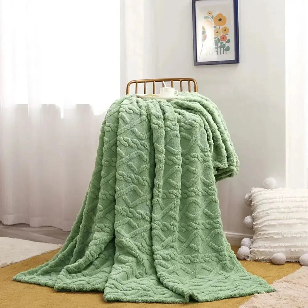 Throw Blanket Ruched Faux Fur Microfiber Blend