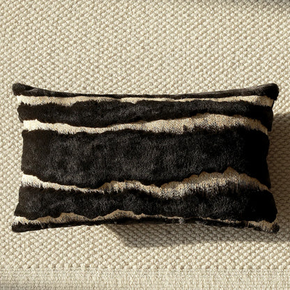 Throw Pillow Faux Fur Striped Soft Touch