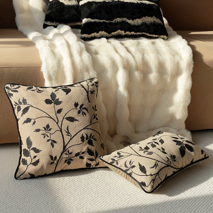 Throw Pillow Faux Fur Striped Soft Touch