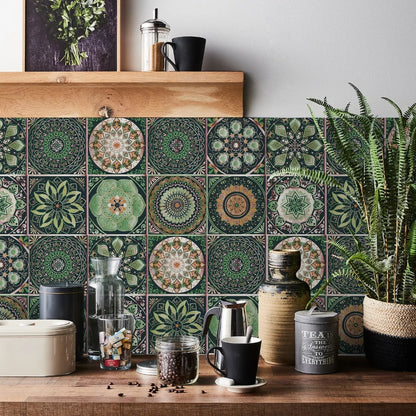 Tile Stickers Portuguese Mandala Self-Adhesive Set of 24