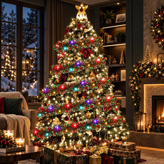 Tinsel Garland Battery-Operated Warm LED 16.4 Ft