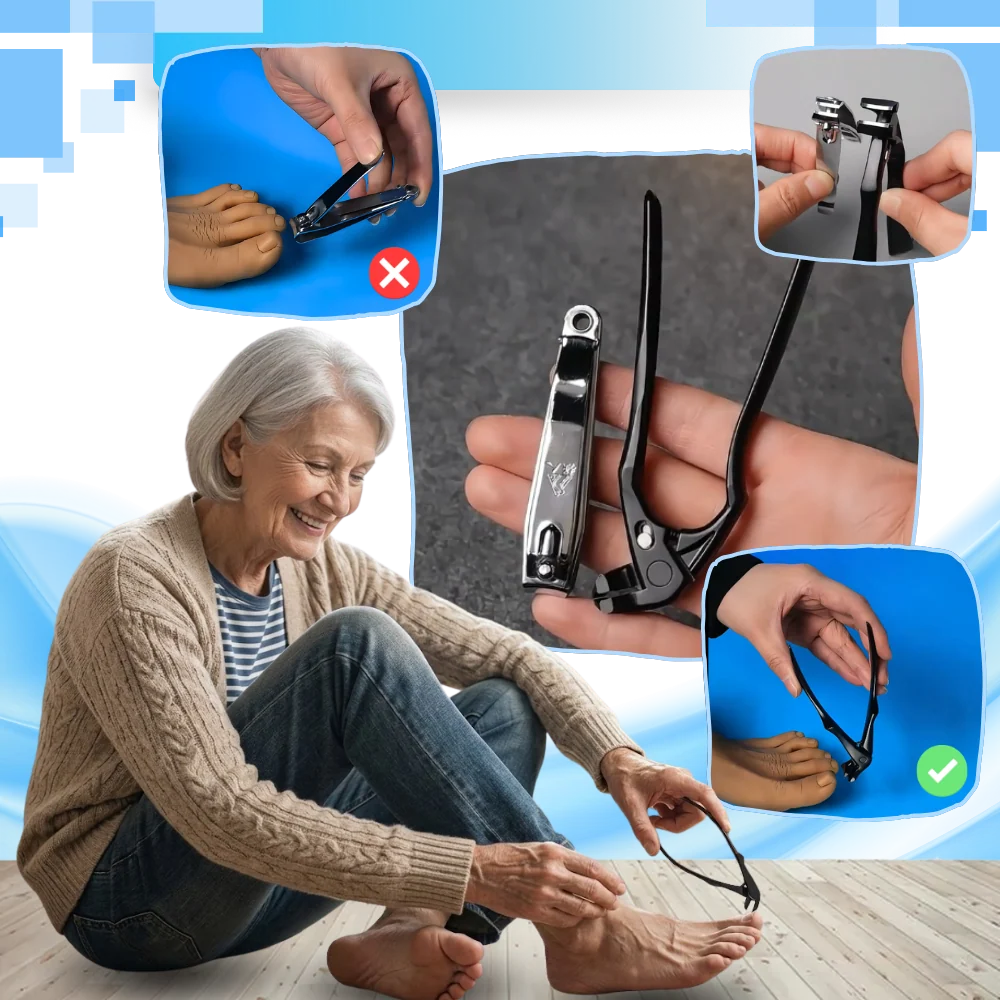 Toenail Clipper Extended Handle Stainless Steel Built-In Catcher & Nail Shaper Included