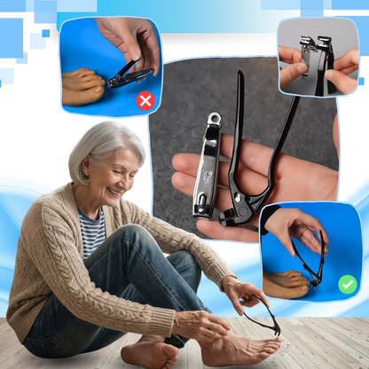 Toenail Clipper Extended Handle Stainless Steel Built-In Catcher & Nail Shaper Included