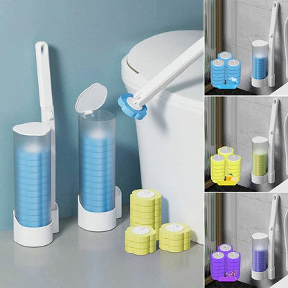 Toilet Brush Set Disposable Heads Push-Button Eighteen Refills